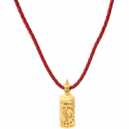 ベイト ネックレス 赤 レッド レザー ゴールド メンズ 【 BAIT SRIRACHA NECKLACE - RED LEATHER (GOLD / RED) GOLD RED 】 ジュエリー アクセサリー メンズジュエリー ペンダント