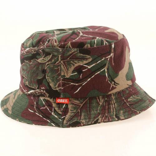 オベイ ワイン色 バーガンディー カモ柄 バケットハット メンズ 【 OBEY UPLANDS BUCKET HAT (BURGUNDY / CAMO) BURGUNDY CAMO 】 バッグ キャップ 帽子 メンズキャップ 帽子｜スニケス