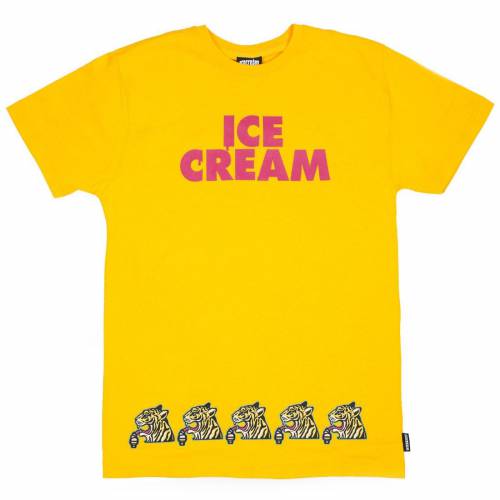 【★百貨店SALE★6/11真夜中2時迄】皮膚軟化剤 ティーシャツ 黄味がかった 黄色 クリーム メンズ 【 ICE CREAM MEN TEE (YELLOW) / YELLOW 】 メンズ流行り物 トップス カットソー