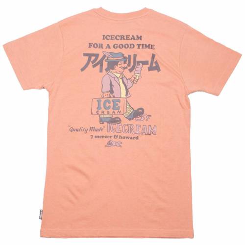 【★百貨店SALE★6/11真夜中2時迄】皮膚軟化剤 ティーシャツ サクラ色 クリーム メンズ 【 ICE CREAM MEN BREYER TEE (PINK / CLAY) PINK CLAY 】 メンズ流行り物 トップス カットソー