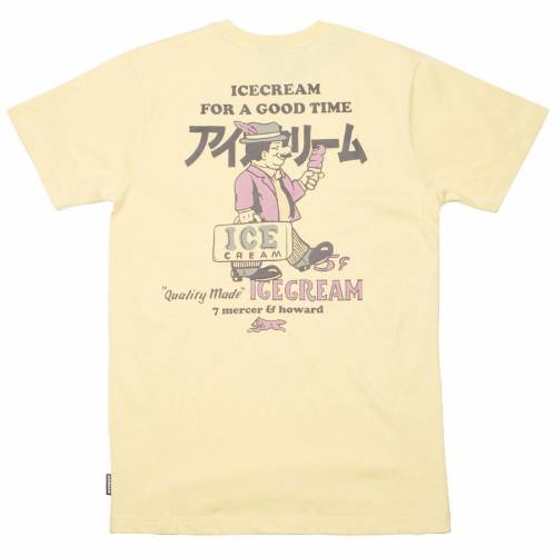 【★百貨店SALE★6/11真夜中2時迄】皮膚軟化剤 ティーシャツ 黄味がかった 黄色 クリーム メンズ 【 ICE CREAM MEN BREYER TEE (YELLOW / SUNDRESS) YELLOW SUNDRESS 】 メンズ流行り物 トップス カットソー