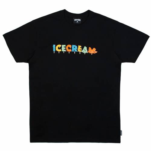 【★百貨店SALE★6/11真夜中2時迄】皮膚軟化剤 ティーシャツ 黒いこと 黒いこと クリーム メンズ 【 ICE CREAM MEN DRIP TEE (BLACK) / BLACK 】 メンズ流行り物 トップス カットソー