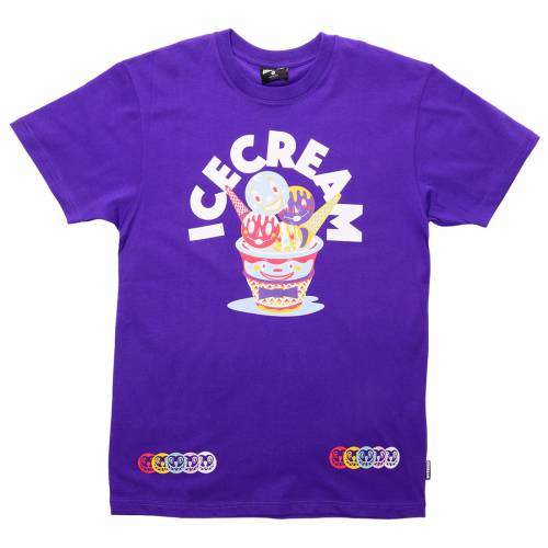 【★百貨店SALE★6/11真夜中2時迄】皮膚軟化剤 ティーシャツ 紫 パープル クリーム メンズ 【 ICE CREAM MEN WALKEN TEE (PURPLE / HELIOTROPE) PURPLE HELIOTROPE 】 メンズ流行り物 トップス カットソー