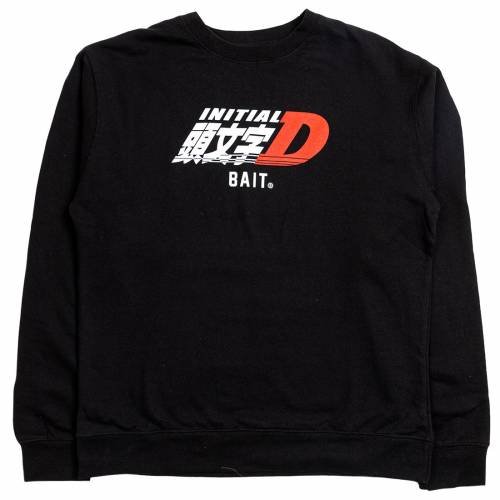 【★百貨店SALE★6/11夜夜中2時迄】ベイト 調教師 黒いこと 黒いこと メンズ 【 BAIT X INITIAL D MEN LOGOS CREWNECK SWEATER (BLACK) / BLACK 】 メンズ流行り物 トップス 編み物 スウェーター