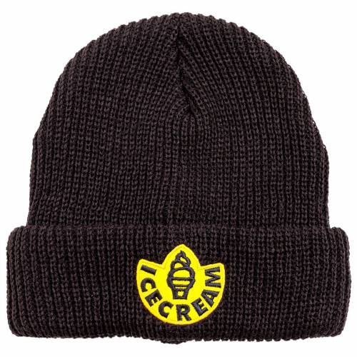 クリーム ラバー ニット ビーニー キャップ 帽子 黒色 ブラック アイスクリーム メンズ 【 ICE CREAM RUBBER KNIT BEANIE (BLACK) / BLACK 】 バッグ メンズキャップ 帽子 ニット帽|スニケス