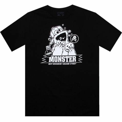 ネフ 表どおり プルオーバー 黒いこと 黒いこと セサミストリート メンズ 【 NEFF X SESAME STREET COOKIE MONSTER TEE (BLACK) / BLACK 】 メンズ流行り物 トップス カットソー