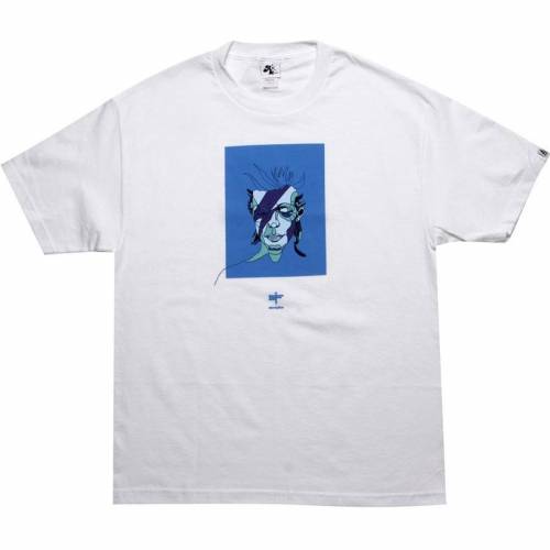 アコンプライス Tシャツ 白色 ホワイト 青色 ブルー メンズ 【 AKOMPLICE X DAVID FLORES CHANGES TEE (WHITE / BLUE) WHITE  BLUE 】 メンズファッション トップス カットソー