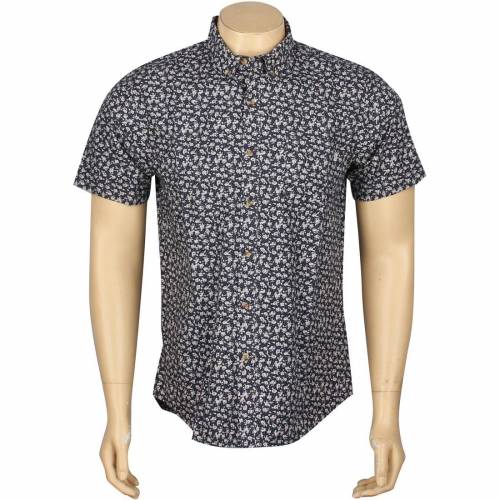 オベイ ウーブン スリーブ 紺色 ネイビー 藍色 インディゴ 半袖 メンズ 【 OBEY NOUVEAU WOVEN SHORT SLEEVE SHIRT (NAVY / INDIGO) NAVY INDIGO 】 メンズファッション トップス カジュアルシャツ 14,630円