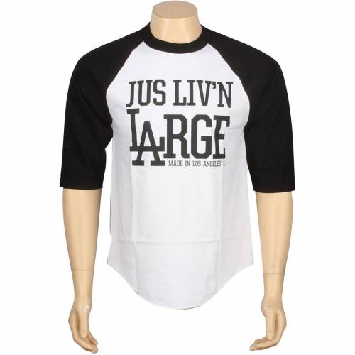 ジャスリブ ラグラン Tシャツ 白色 ホワイト 黒色 ブラック メンズ 【 JSLV LIVIN LARGE RAGLAN TEE (WHITE / BLACK) WHITE BLACK 】 メンズファッション トップス カットソー