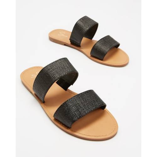 スパー ウーブン 黒色 ブラック レディース Woven Spurr Tiah Slides Black Ice Org Br