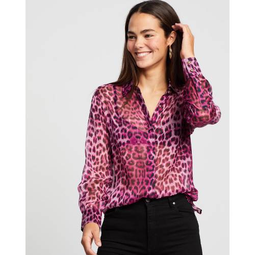 ヒョウ柄 レオパード ピンク レディース Pink Rocky Rafaela Leopard Silk Shirt Ice Org Br