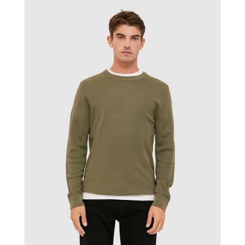 受賞店 クルー ニット カーキ メンズ Fucoa Cl