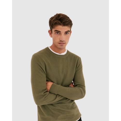 受賞店 クルー ニット カーキ メンズ Fucoa Cl