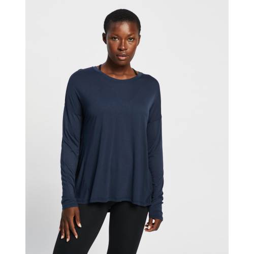 スウェティベティー 紺色 ネイビー 青色 ブルー レディース 【 SWEATY BETTY EASY PEAZY LS TOP NAVY BLUE 】
