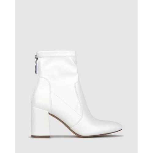 BETTS ヒール アンクルブーツ 白色 ホワイト レディース 【 GANG BLOCK HEEL ANKLE BOOTS WHITE 】｜スニケス