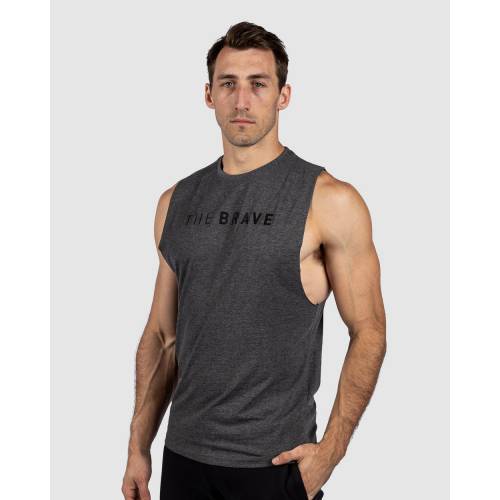 ファッションブランド カジュアル ファッション タンクトップ チャコール メンズ The Brave Signature Tank Charcoal Marl