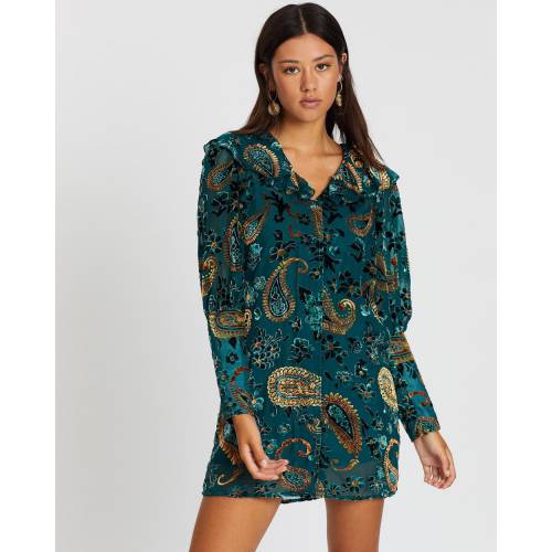 ドレス レディース Lenni The Label Firefly Burnout Sleeved Dress Teal Paisley Pars Com Br