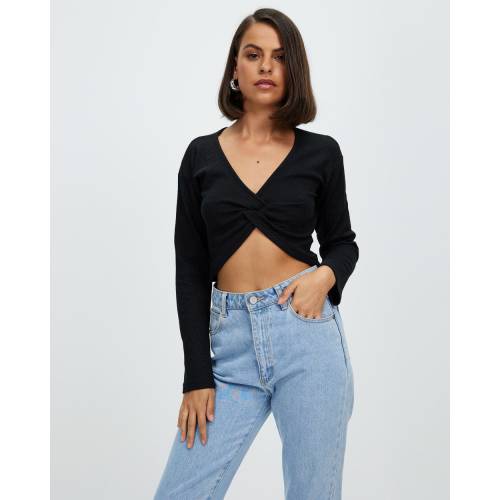 同梱不可 ヘザー 黒色 ブラック レディース Heather Atmosandhere Twist Front Top Black 税込 Css Edu Om