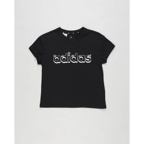 アディダス パフォーマンス グラフィック スリーブ Tシャツ 黒色 ブラック 白色 ホワイト 半袖 レディース Sleeve Adidas Performance Graphic Tee Kidsteens Black White Maf Gov Ws