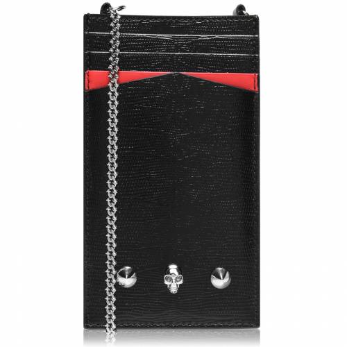 アレキサンダーマックイーン ショーケース 黒 ニグロ さ丹 丹赤 レディース Red Alexander Mcqueen Phone Case Liz Chain Black 1050 Silk Music Com