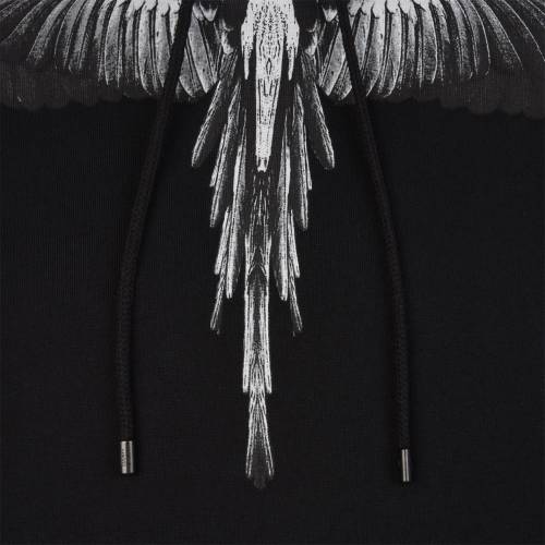 マルセロバーロン フーディー パーカー 涅色 ネグロイド メンズ Marcelo Burlon Wings Hoodie Black 1006 Silk Music Com
