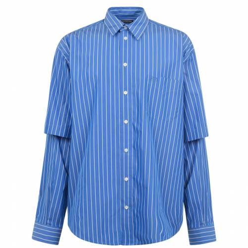 ファッションデザイナー バレンシアガ Balenciaga ストライプ 青色 ブルー Stripe Balenciaga Shirt Blue 4640 メンズファッション トップス スニケス 大人気新作 Aqsasport Org