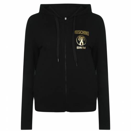 モスキーノ フード付 スウェットシャツ トレーナー 黒色 ブラック レディース Moschino Flamingo Zip Black 555 Jaquemeng Com