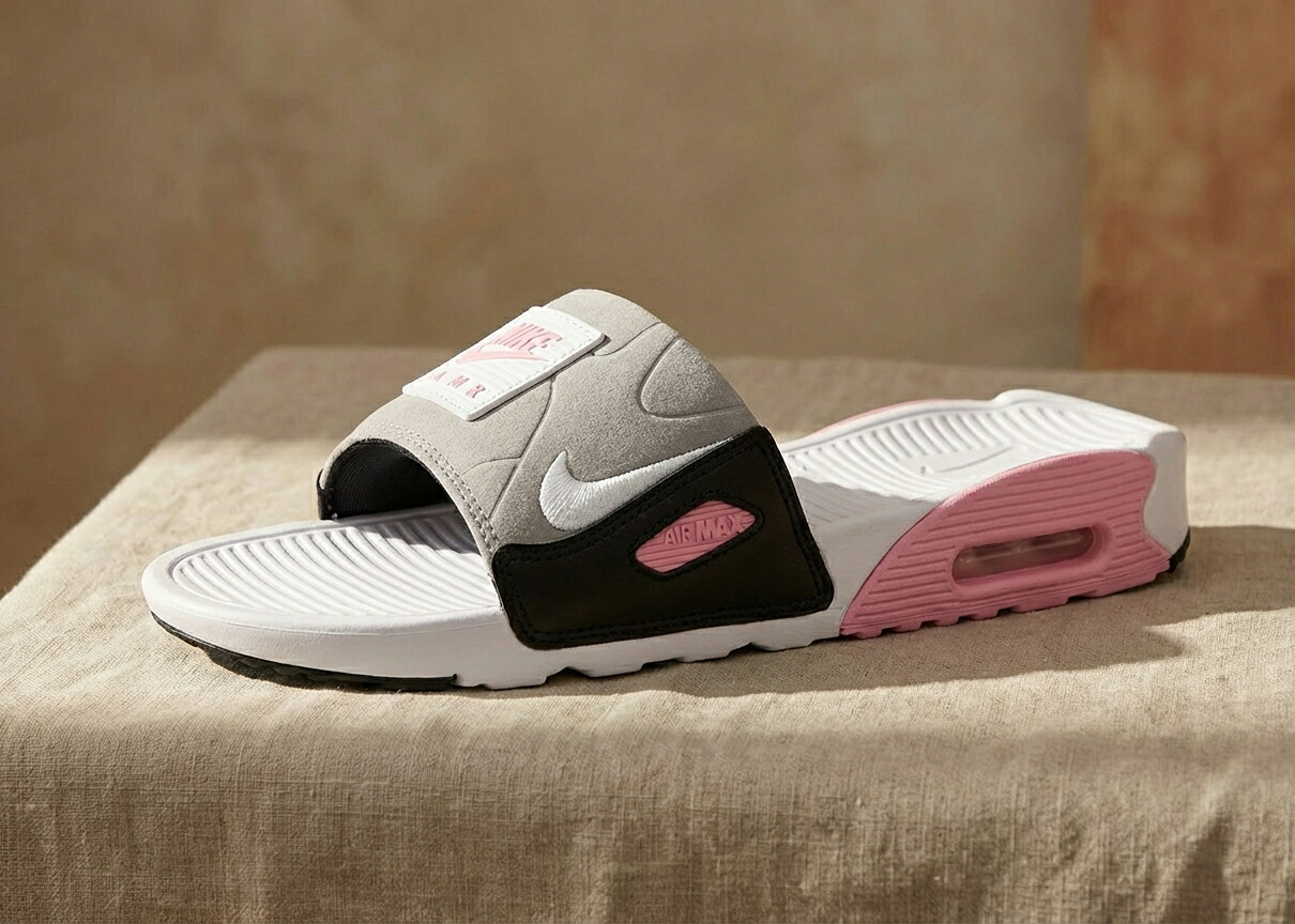 ナイキ エアマックス 90 スライド メンズ サンダル NIKE AIR MAX 90 SLIDE ホワイト グレー ローズ