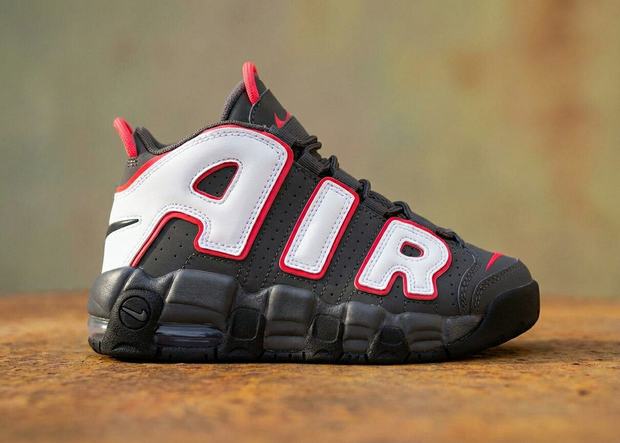 ナイキ エア モア アップテンポ モアテン キッズ ジュニア スニーカー 赤 白 黒 PS NIKE AIR MORE UPTEMPO