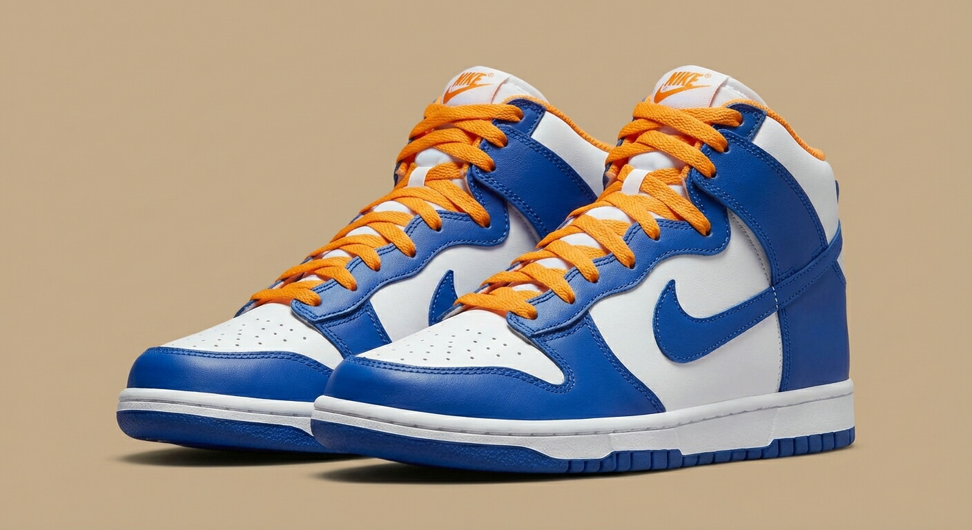 ナイキ ダンク ハイ GS ジュニア キッズ NIKE DUNK HIGH ゲームロイヤル 青 ホワイト 白 オレンジ スニーカー
