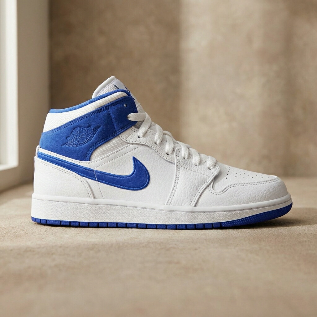 NIKE ナイキ エアジョーダン 1 MID GS キッズ 御坊っちゃん スニーカー 白いこと チリ赤いこと \u002785\u0027