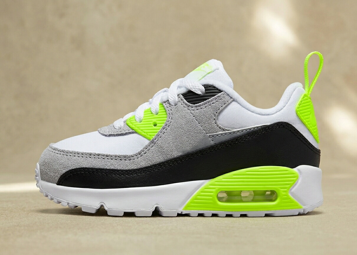 ナイキ エアマックス 90 OG キッズ ベビー スニーカー NIKE AIR MAX 白 グレー 黒 VOLT