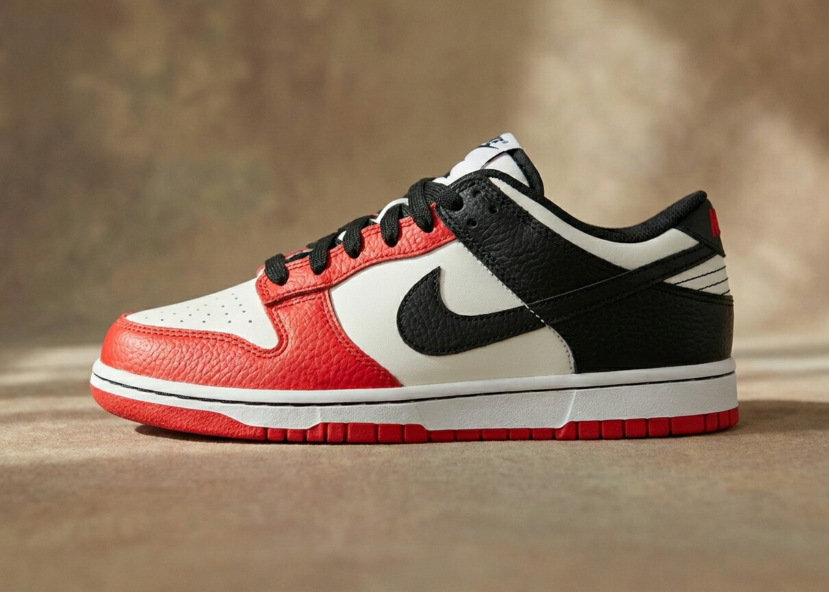 ナイキ ダンクロー シカゴ キッズ スニーカー NBA 75周年 NIKE DUNK LOW PS ブラック レッド