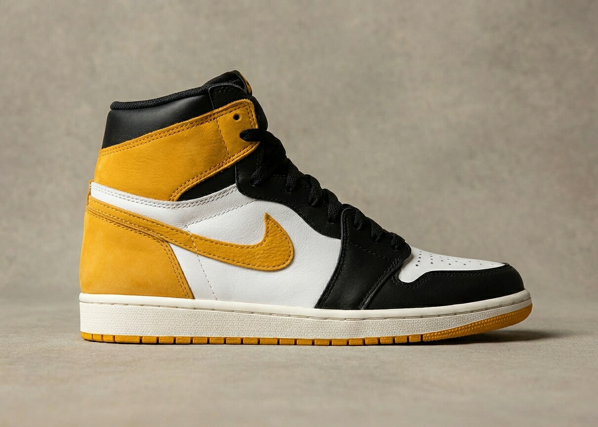 ナイキ ジョーダン 1 レトロ ご機嫌 イエローオークル メンズ スニーカー JORDAN 1 RETRO HIGH 靴-メンズ靴