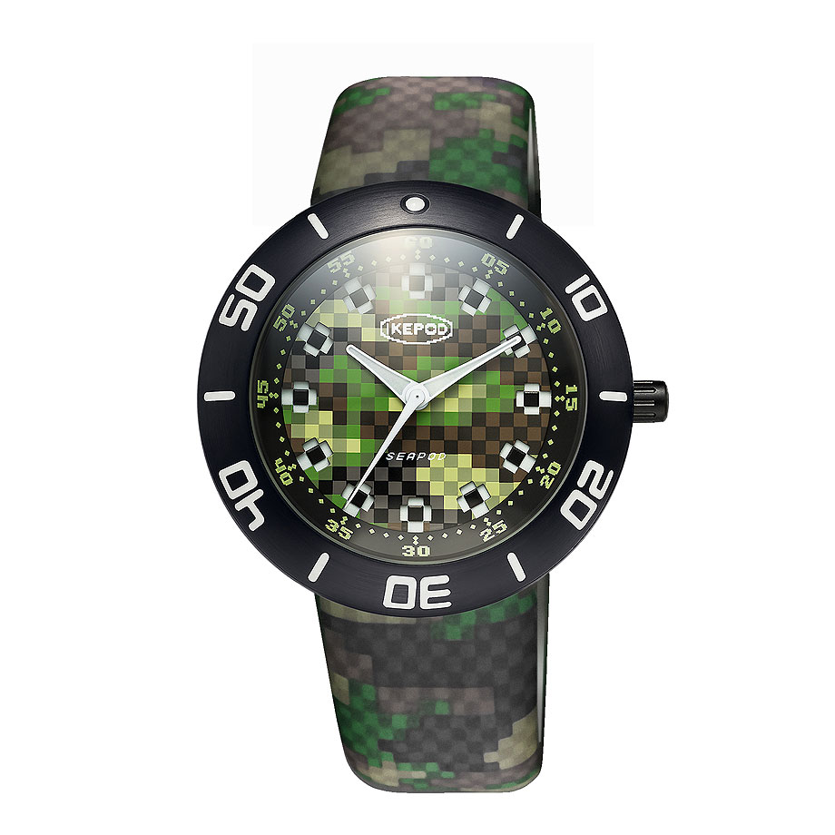 【限定モデル】【正規代理店】IKEPOD アイクポッド SEAPOD Camo Pixel シーポッド カモフラージュ カモフラ ピクセル ダイバー 防水 腕時計 話題 アウトドア ダイビング メンズ ブラック 黒 IPS003PIXLB シリコンベルト 雑誌掲載