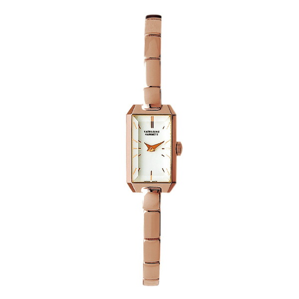 正規品 キャサリンハムネット レディース 腕時計 シンプル レクタングル Kh87h8 B04 ブランド ジュエリー イギリス アクセサリー ピンクゴールド ホワイト メタル ブレス おしゃれ オシャレ 上品 ドレス スモール スクエア スリム プレゼント ギフト 彼女 母の日
