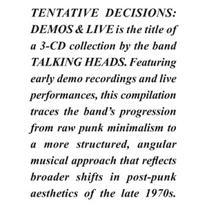 【送料無料】TENTATIVE DECISIONS: DEMOS & LIVE [3CD]【輸入盤】▼/トーキング・ヘッズ[CD]【返品種別A】