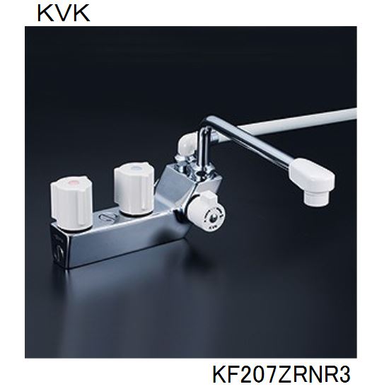KVK 浴室用 KF207ZRNR3 デッキ形一時止水付2ハンドルシャワー　300ｍｍパイプ付