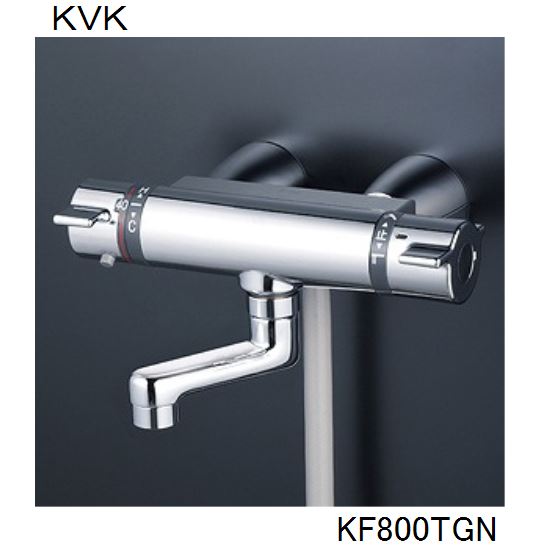 KVK 浴室用 KF800TGN サーモスタット式シャワー（スカートソケットタイプ）　80ｍｍパイプ付