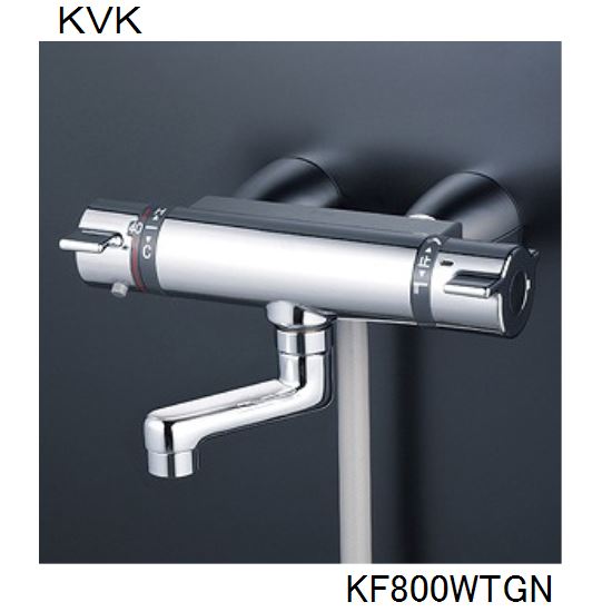 KVK 浴室用 KF800WTGN サーモスタット式シャワー（スカートソケットタイプ）　80ｍｍパイプ付