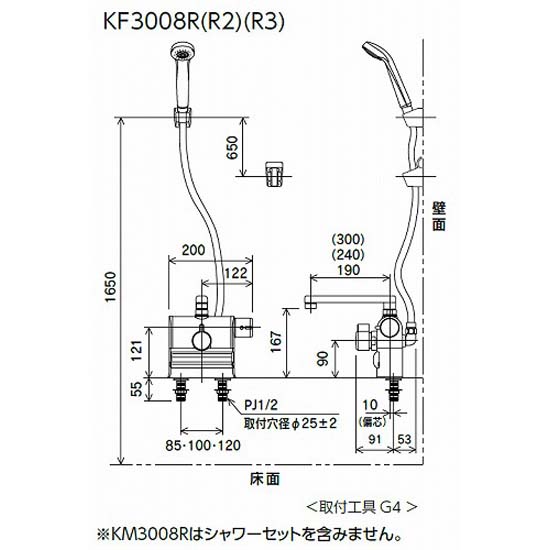 多様なアイテムを揃えた KVK KM3008R サーモスタット浴室水栓 デッキ式