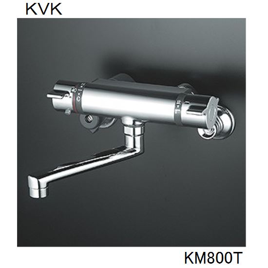 バス・洗面所用品 KVK KM3008L KVK デッキ形サーモスタット式混合栓 左ハンドル仕様 可変ピッチ
