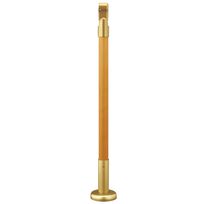 【直送品】 マツ六 BDE-35GC 室内用手すりエンド支柱 木製タイプ(アジャスト付) クリア＋ゴールド 手摺 玄関 階段 トイレ 補助 廊下 手すり支柱 32mm 35mm対応