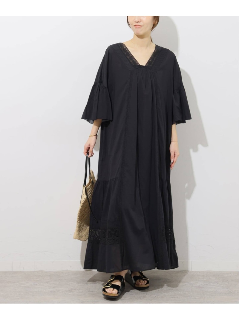 《予約》コットンボイルVネックレースワンピース JOURNAL STANDARD relume ジャーナル スタンダード レリューム ワンピース・ドレス ワンピース ブラック ブルー【先行予約】*【送料無料】[ Fashion]