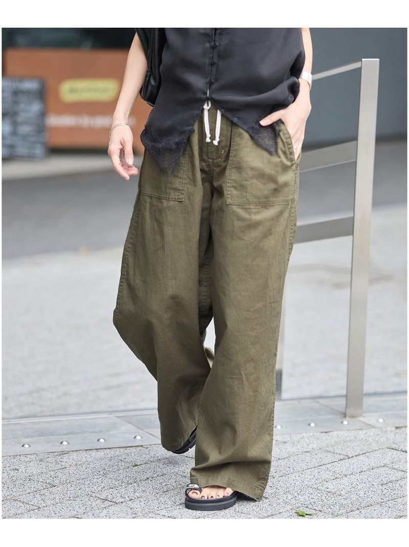 《加えること取っておく2》綿織物リネン EASY Utility ズボン下 JOURNAL STANDARD 逐次刊行物 判定基準 ズボン下 余分の物のズボン下 カーキ緑であること【此れから取っておく】*【貨物輸送無料】[ Fashion]
