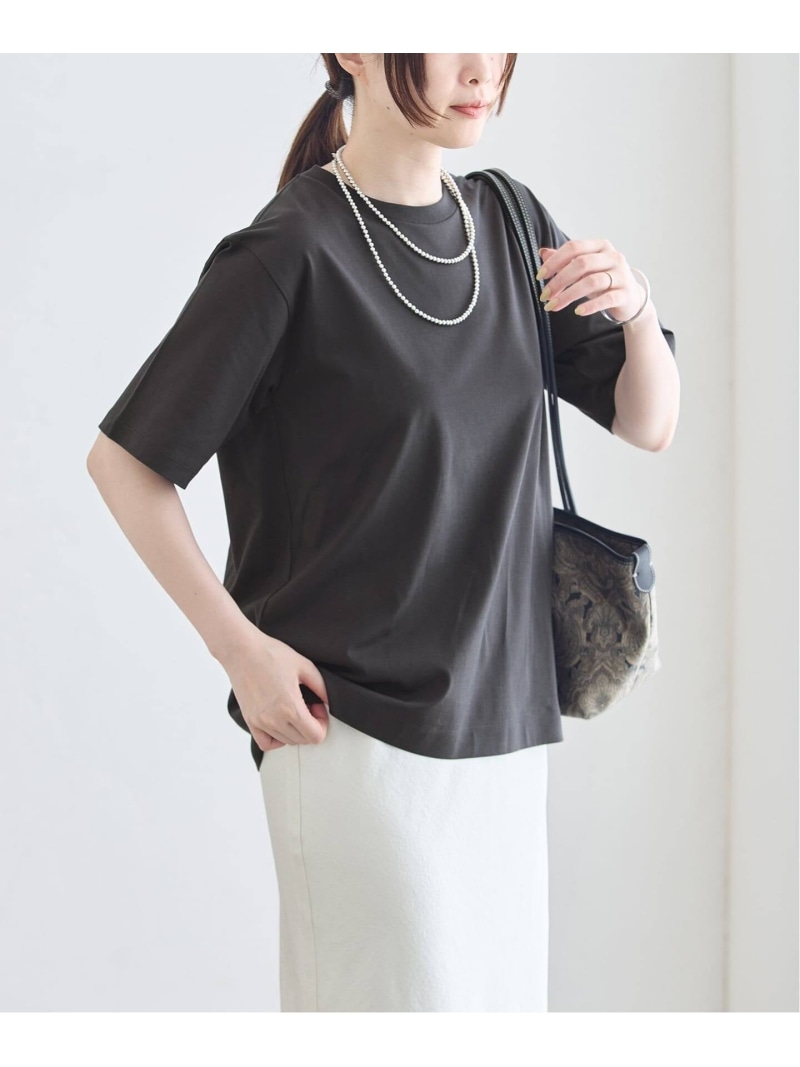 47/2スーピマコンパクトTシャツ JOURNAL STANDARD L'ESSAGE ジャーナルスタンダード レサージュ トップス カットソー・Tシャツ カーキグリーン ホワイト グレー【送料無料】[ Fashion]｜JOURNAL STANDARD