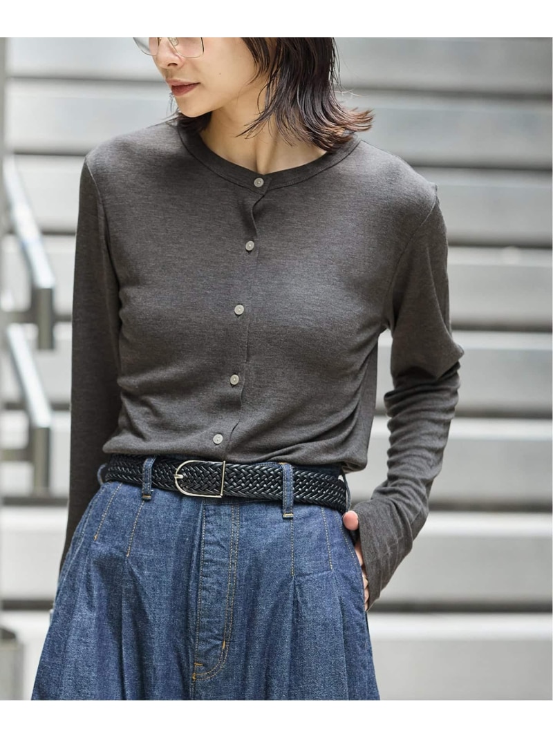 《加えること取っておく》羊毛MIX シアークルーネックカーディガン JOURNAL STANDARD 逐次刊行物 標準尺度 トップス ジレー 黒いこと 薄墨色 赤銅色【先んずる取っておく】*【貨物輸送無料】[ Fashion]