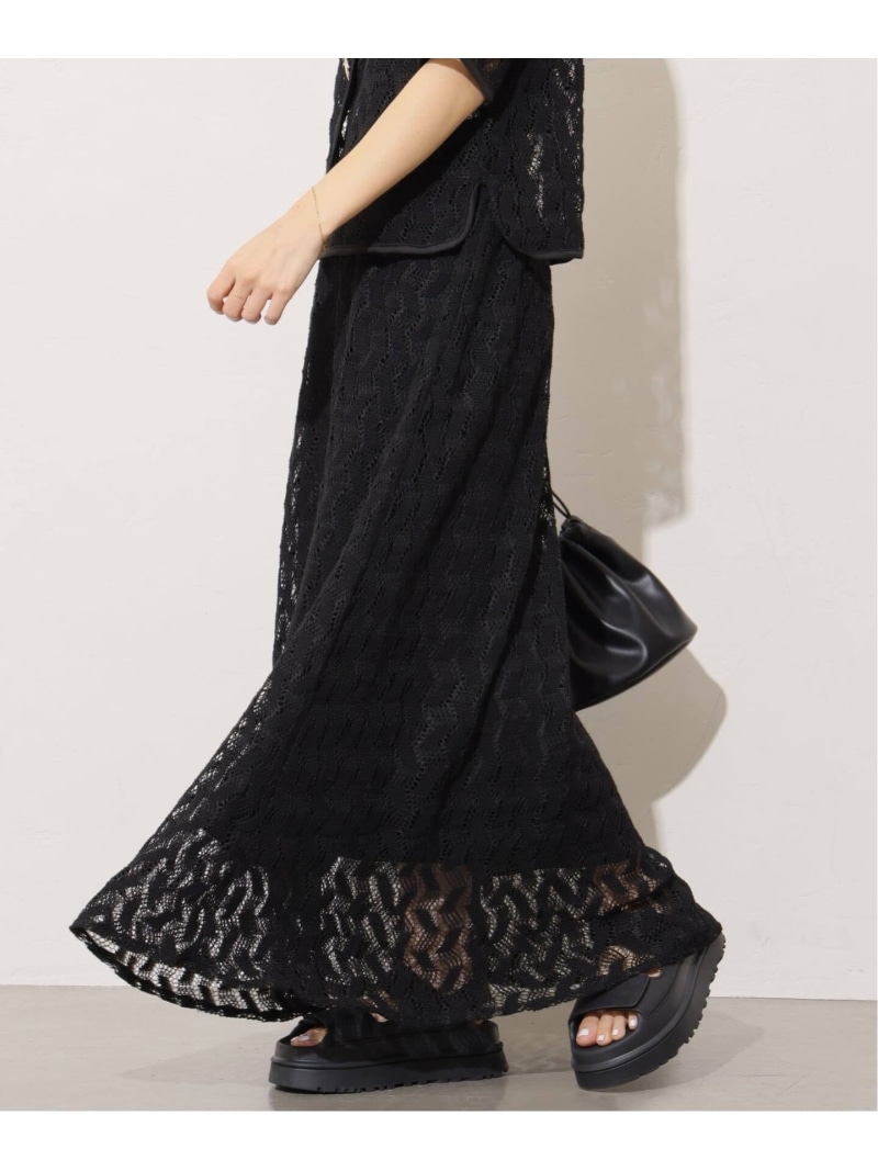 【SALE／30%OFF】《WEB限定追加》【TORRAZZO DONNA/トラッゾドンナ】ジオメトリックレーススカート JOURNAL STANDARD relume ジャーナル スタンダード レリューム スカート ロング・マキシスカート ブラック ベージュ【RBA_E】【送料無料】[ Fashion]｜JOURNAL STANDARD
