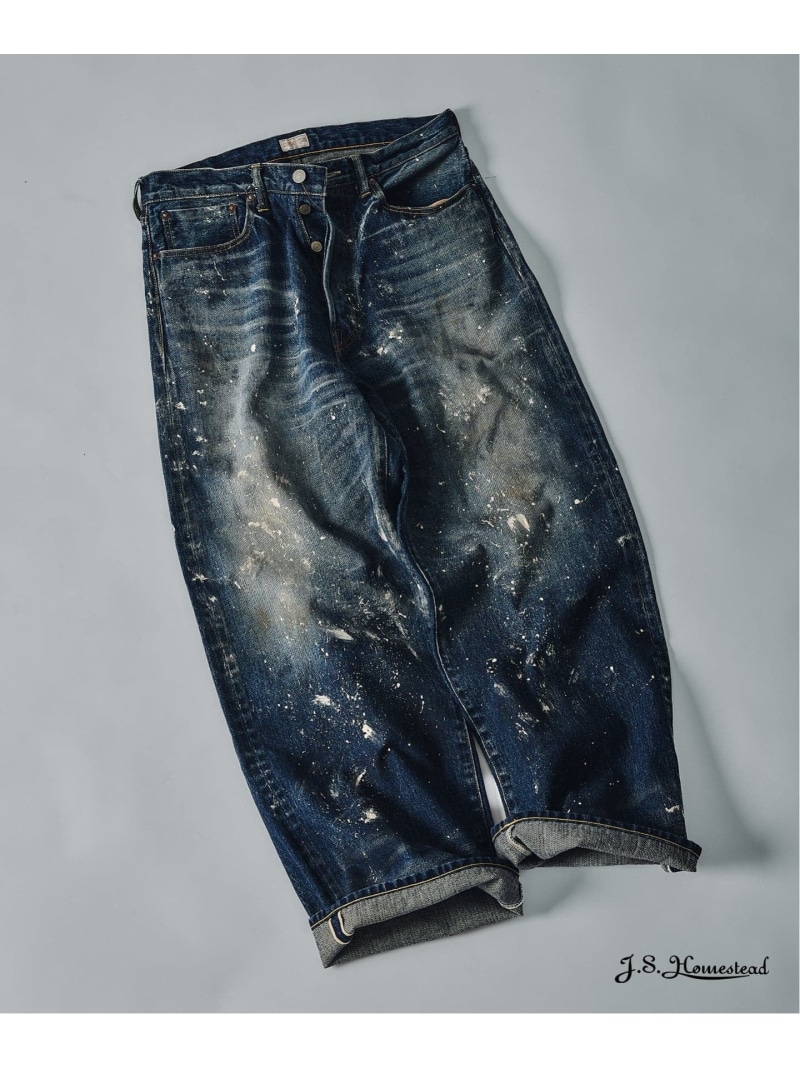 J.S.Homestead / エイジングデニム ワイド 5ポケ ペイント JOURNAL STANDARD ジャーナル スタンダード パンツ ジーンズ・デニムパンツ ネイビー【送料無料】[ Fashion]