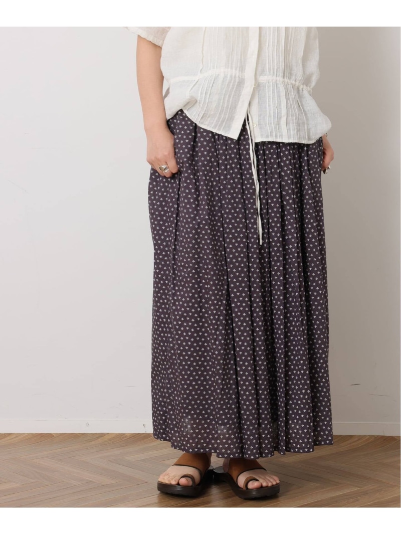 【SOIL 】FLOWER PRINT GATHERED SKIRT journal standard luxe 逐次刊行物標準尺度 ラックス スコート 余分の物のスコート 薄墨色【貨物輸送無料】[ Fashion]